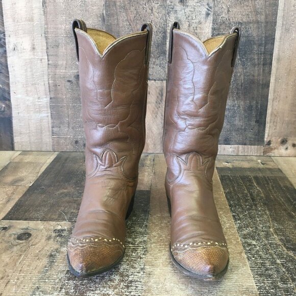 Tony Lama Vintage Gold Label Pointed Toe Wingtip Cowboy Boots Womens 5.5 B - Picture 7 of 12